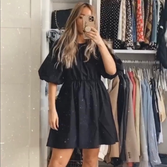Zara Black Puffy Sleeved Dress NWT - Picture 2 of 12